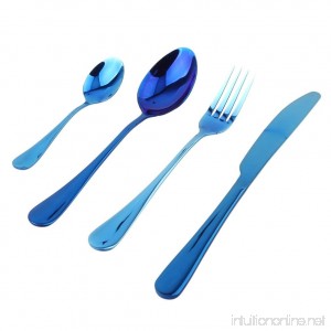 Dolland Colored Flatware 4-Piece Set Stainless Steel Cutlery Dinnerware Fork Knife Spoon Sets Blue - B078MS2P8H